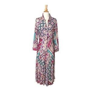SOFT SURROUNDINGS Palermo SoHo Maxi Dress Button Front Retro 70s, Small Petite
